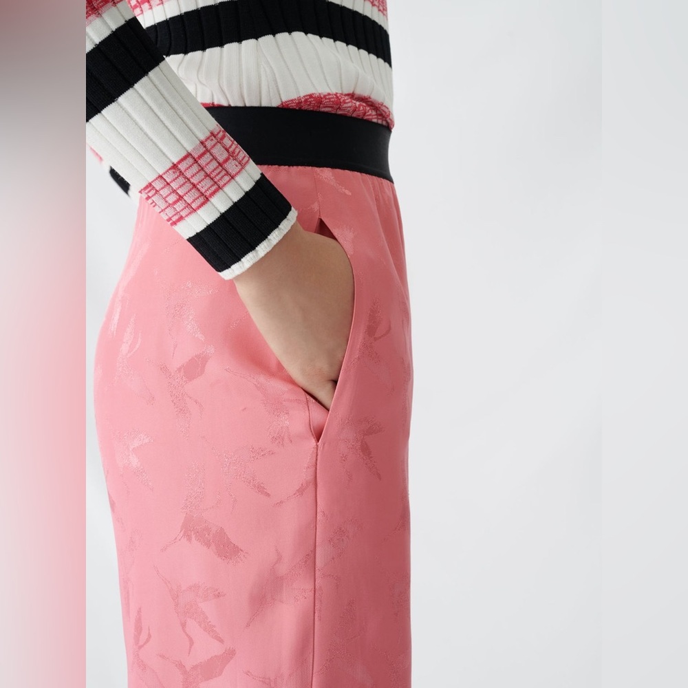 MAJE Pink Bubblegum Pala Satin-Jacquard Wide-Leg Pants. Size 36 - Picture 12 of 16